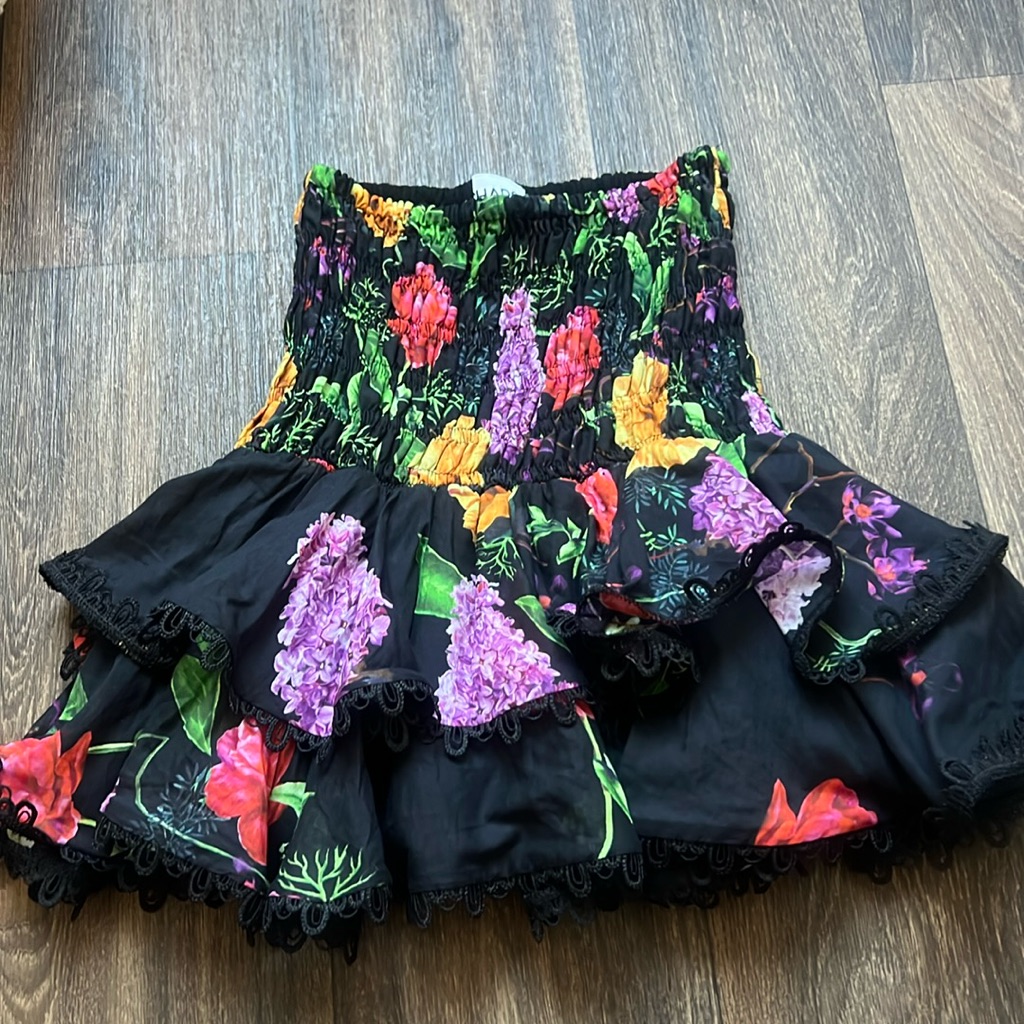 Charo Ruiz Black Floral Skirt